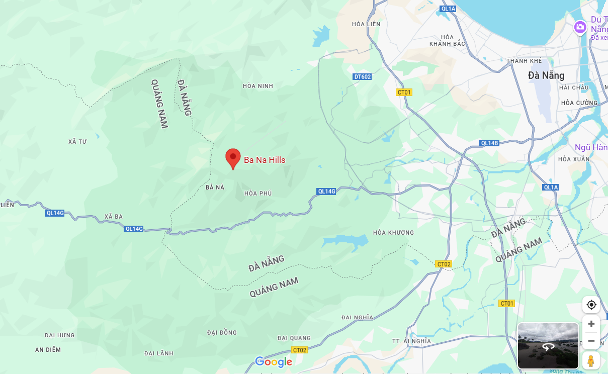 The location of Ba Na Hills, Da Nang
